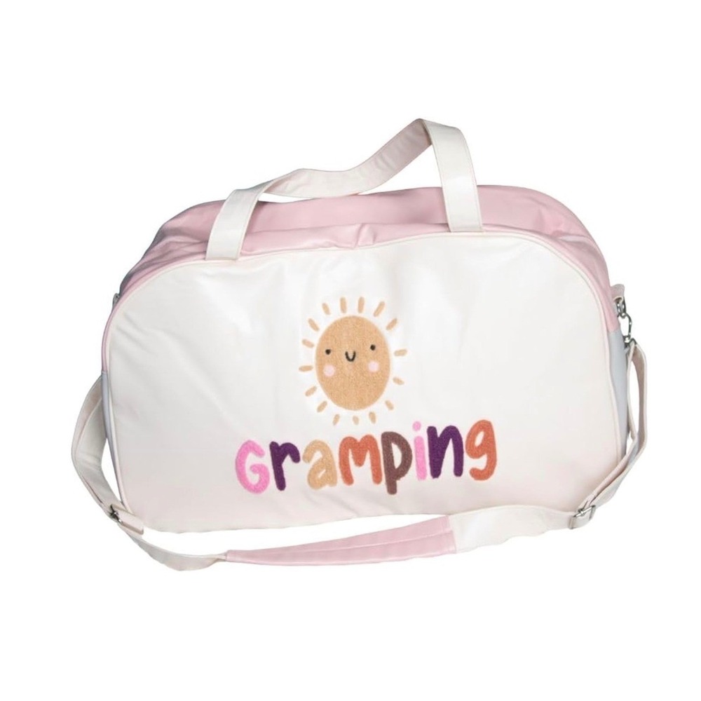 Boutique Gramping Kids Weekender Bag Duffel Vegan Leather Pink Cream New Travel